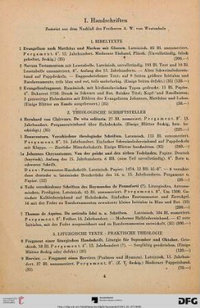 I. Handschriften (Nr. 1-39)