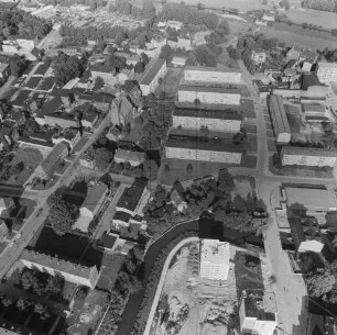 Bebauung zwischen Mühlen- und Kirchstraße in der Stadtmitte von Forst (Lausitz) : Blickrichtung Osten