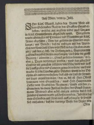 Extract-Schreiben aus Wien und Paris