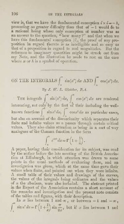 On the integrals ... .