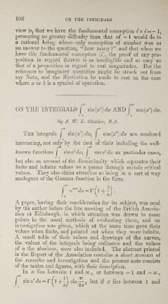 On the integrals ... .