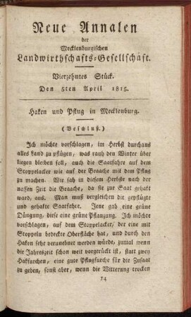 Vierzehntes Stück. Den 5ten April 1815.