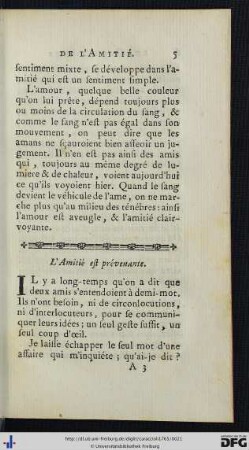 L’Amitié est prévenante.
