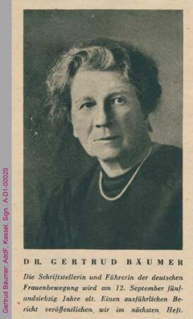 Porträt von Gertrud Bäumer