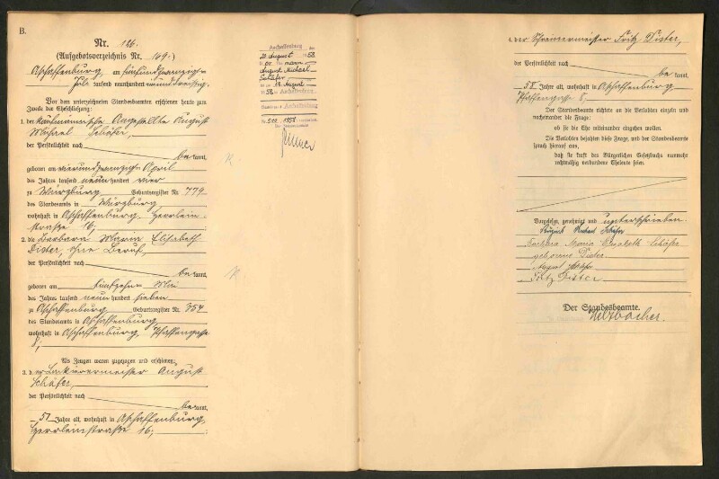 Standesamtsbuch der Stadt Aschaffenburg: Eheschließungen 252/1930 - 130/1931