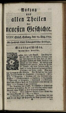 XXXV. Stück, Coburg, den 29. Aug. 1759.
