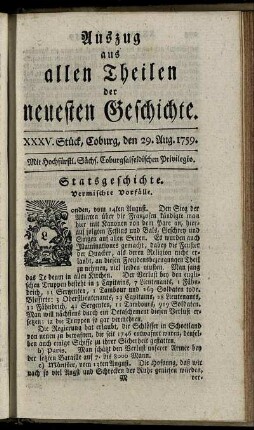 XXXV. Stück, Coburg, den 29. Aug. 1759.