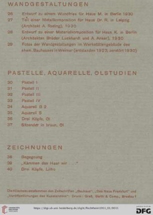 Pastelle, Aquarelle, Ölstudien (Nr.30-37)