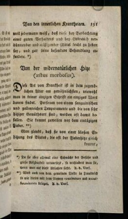 191-196, Von der widernatürlichen Hitze (aestus morbosus)