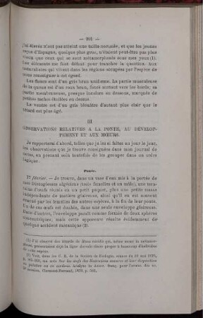 III. Observations Relatives A La Ponte, Au Développement Et Aux Mæurs.