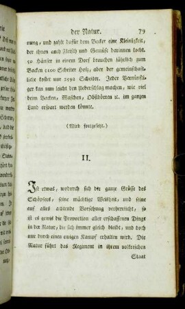 II. [Vom Gleichgewicht in der Natur]