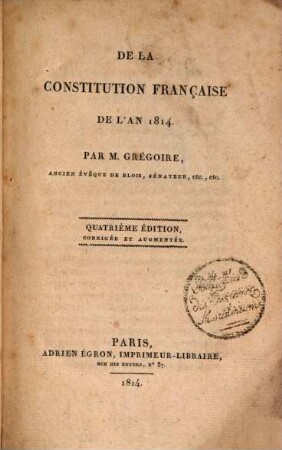 De la constitution française de l'an 1814
