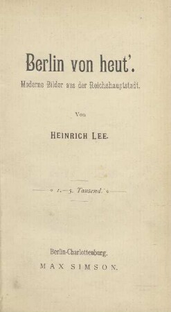 Berlin von heut' : moderne Bilder aus der Reichshauptstadt