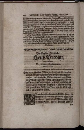 Die fünffte Fürstliche Leich-Predigt.