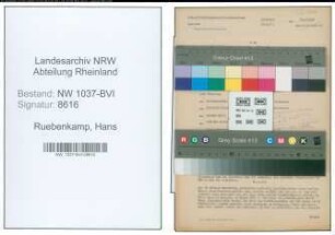Entnazifizierung Hans Ruebenkamp , geb. 27.08.1896 (Bauingenieur)