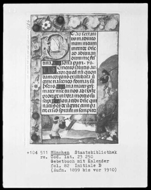 Gebetbuch mit Kalender — Zur Jagd aufblasen, Folio 82recto