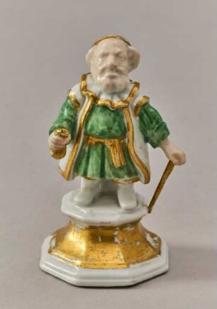 Kleiner Callot-Zwerg (Nathan Hirschel, Rabbi in Prag) auf achteckigem Sockel