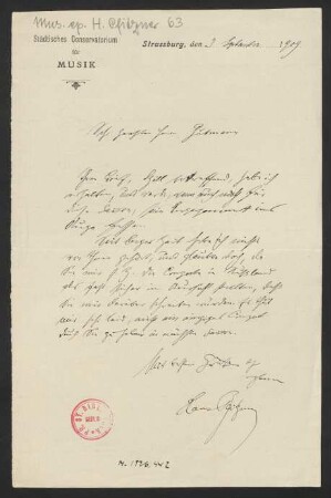 Brief an Emil Gutmann, 03.09.1909