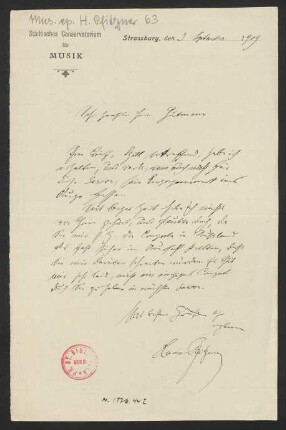 Brief an Emil Gutmann, 03.09.1909