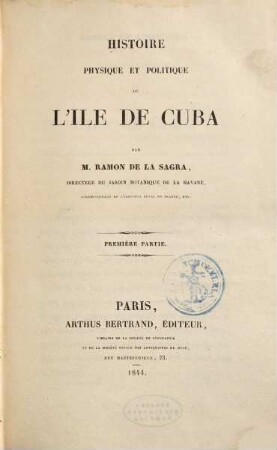 Histoire physique et politique de l'île de Cuba, 1