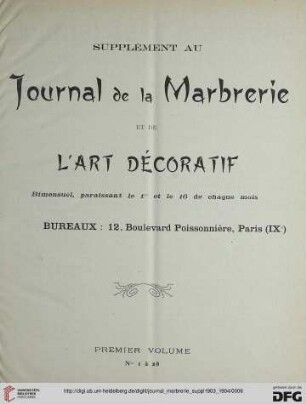 1: Journal de la marbrerie et de l'art décoratif / Supplément