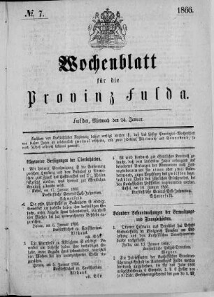 Nr. 7, Ausgabe vom 24. Januar 1866