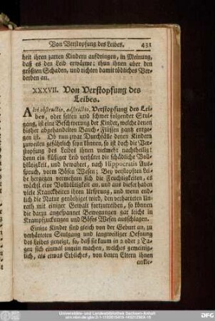 XXXVII. Von Verstopfung des Leibes.