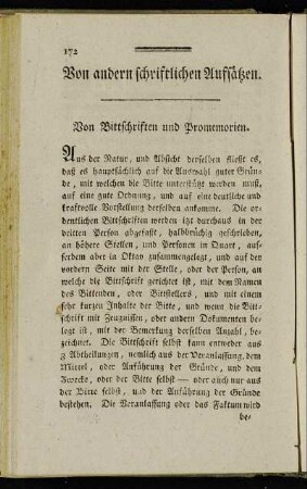 Von andern schriftlichen Aufsätzen.
