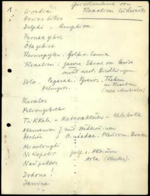 Liste mit Ortsnamen