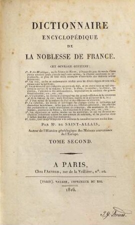 Dictionnaire encyclopédique de la noblesse de France, 2