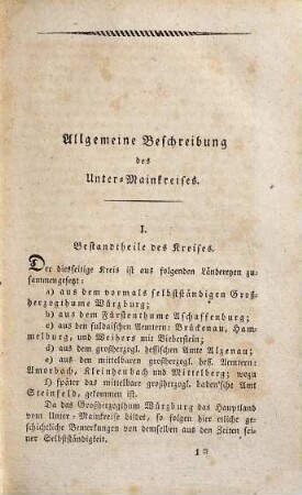 Geographische Beschreibung des Unter-Mainkreises : Ein Beytrag zur näheren geographischen Kenntniss des Königreiches Baiern