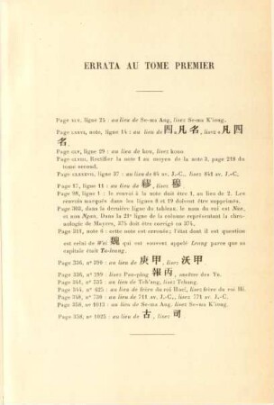 Errata au tome premier