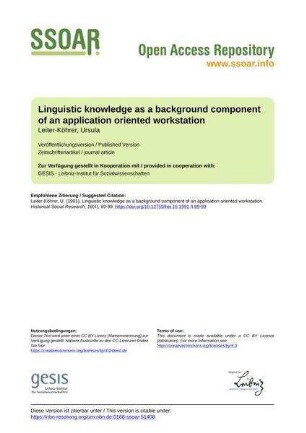 Linguistic knowledge as a background component of an application oriented workstation
