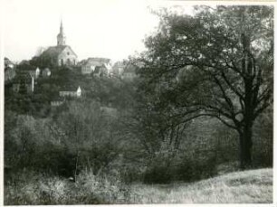 Dohna, Blick nach Osten über das Müglitztal auf die Kirche