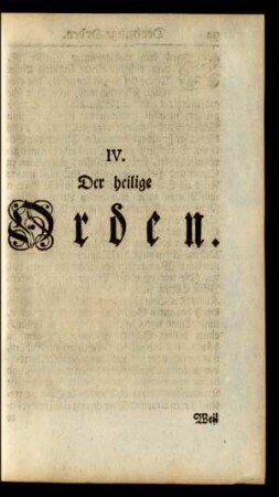 IV. Der heilige Orden