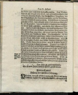 Drittes Capitel. Historie der sechsten Ordnung.