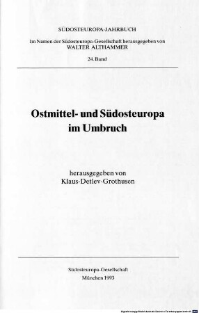 Ostmittel- und Südosteuropa im Umbruch