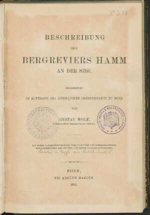 Beschreibung des Bergreviers Hamm an der Sieg