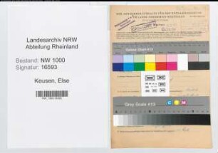 Entnazifizierung Else Keusen, geb. 19.08.1900 (Postassistentin)