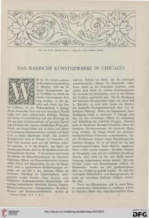 Das badische Kunstgewerbe in Chicago