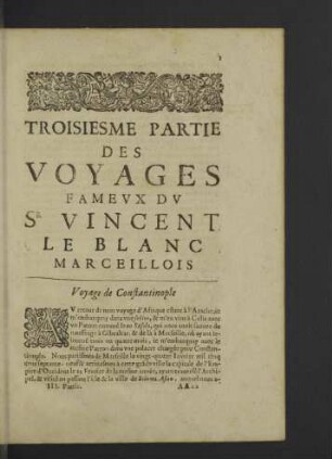 Troisiesme Partie. Marceillois