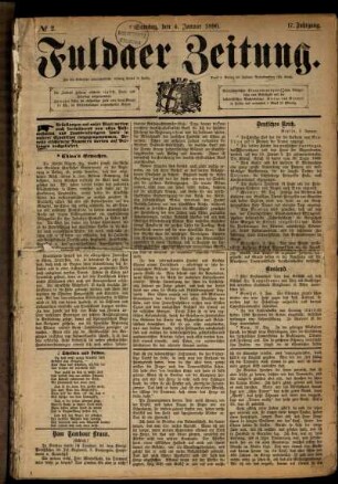Ausgabe vom Samstag, den 04. Januar 1890.