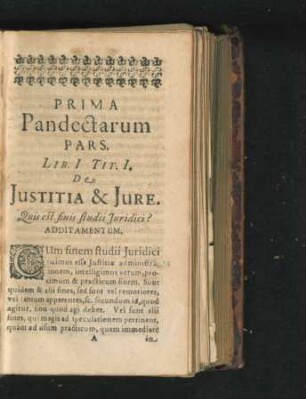 Prima Pandectarum Pars.