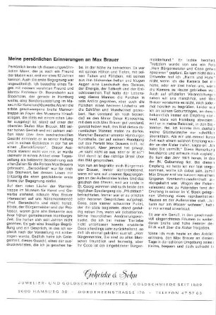 Meine persönlichen Erinnerungen an Max Brauer