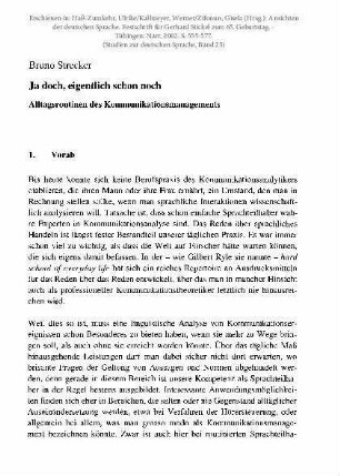 Ja doch, eigentlich schon noch. Alltagsroutinen des Kommunikationsmanagements