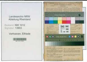 Entnazifizierung Elfriede Verhoeven , geb. 12.06.1896 (Tanzlehrerin)