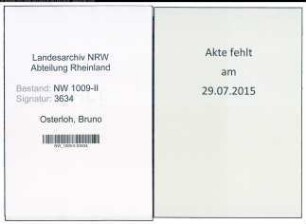 Entnazifizierung Bruno Osterloh , geb. 06.02.1888 (Justizbeamter)