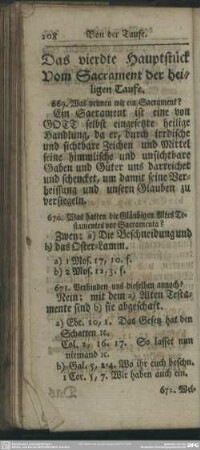Das vierdte Hauptstück Vom Sacrament der heiligen Taufe