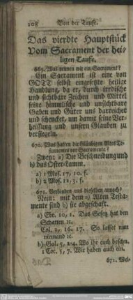 Das vierdte Hauptstück Vom Sacrament der heiligen Taufe