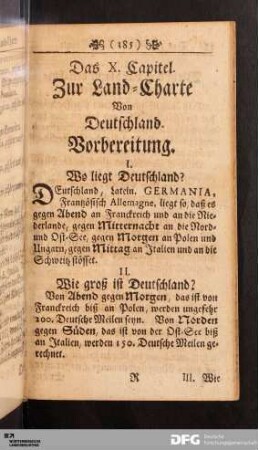 Das X. Capitel. Zur Land-Charte Von Deutschland.